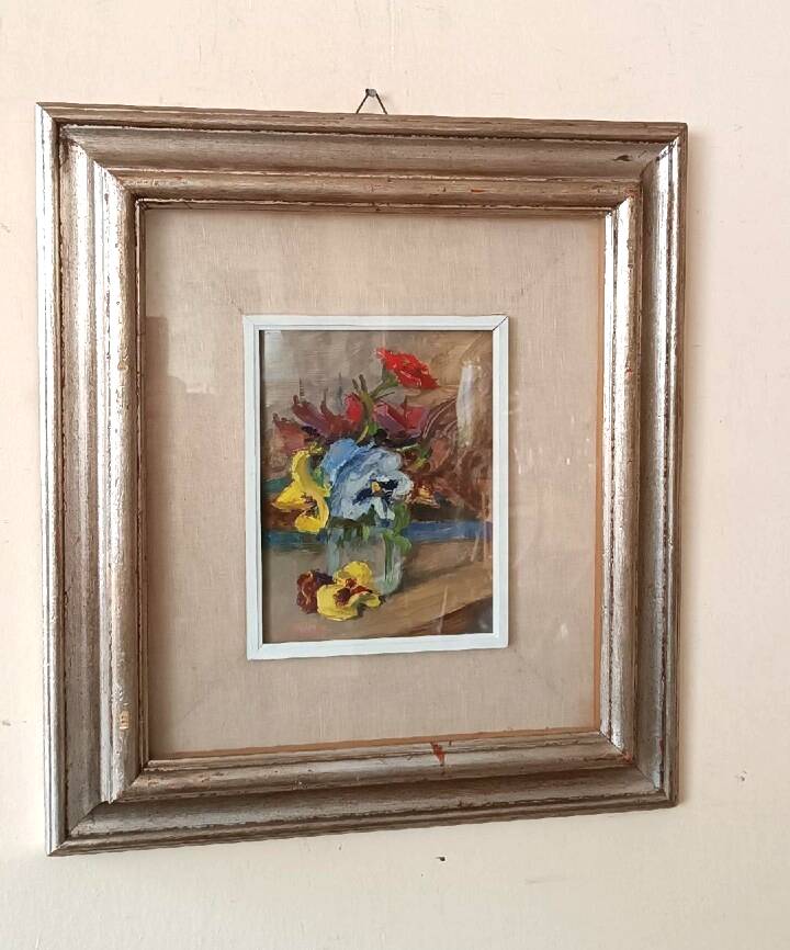 Oil painting on panel Remo Fabretti (Ancona 1905-1983) vase with flowers