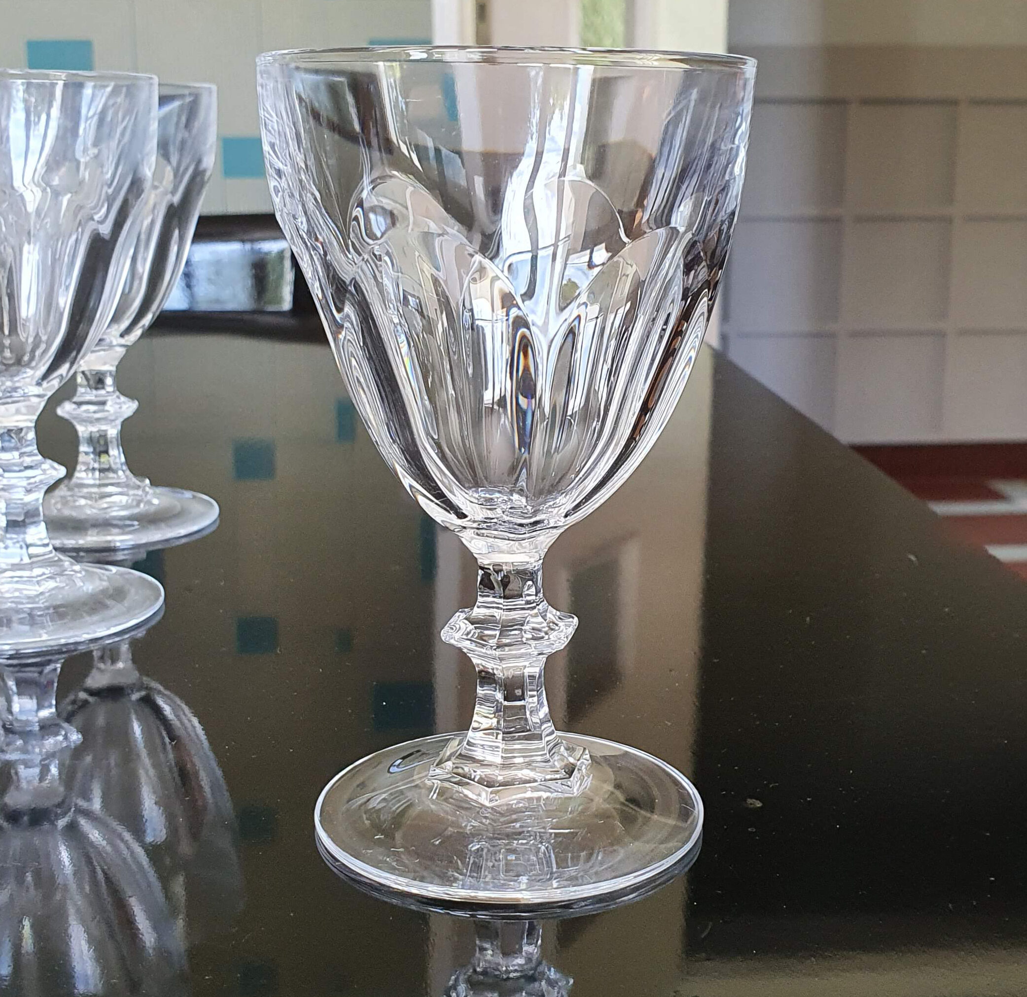 Vintage crystal glasses by Arques model Rambouillet