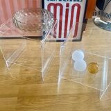 Pair of vintage Roche Bobois 70s plexiglass bedside tables