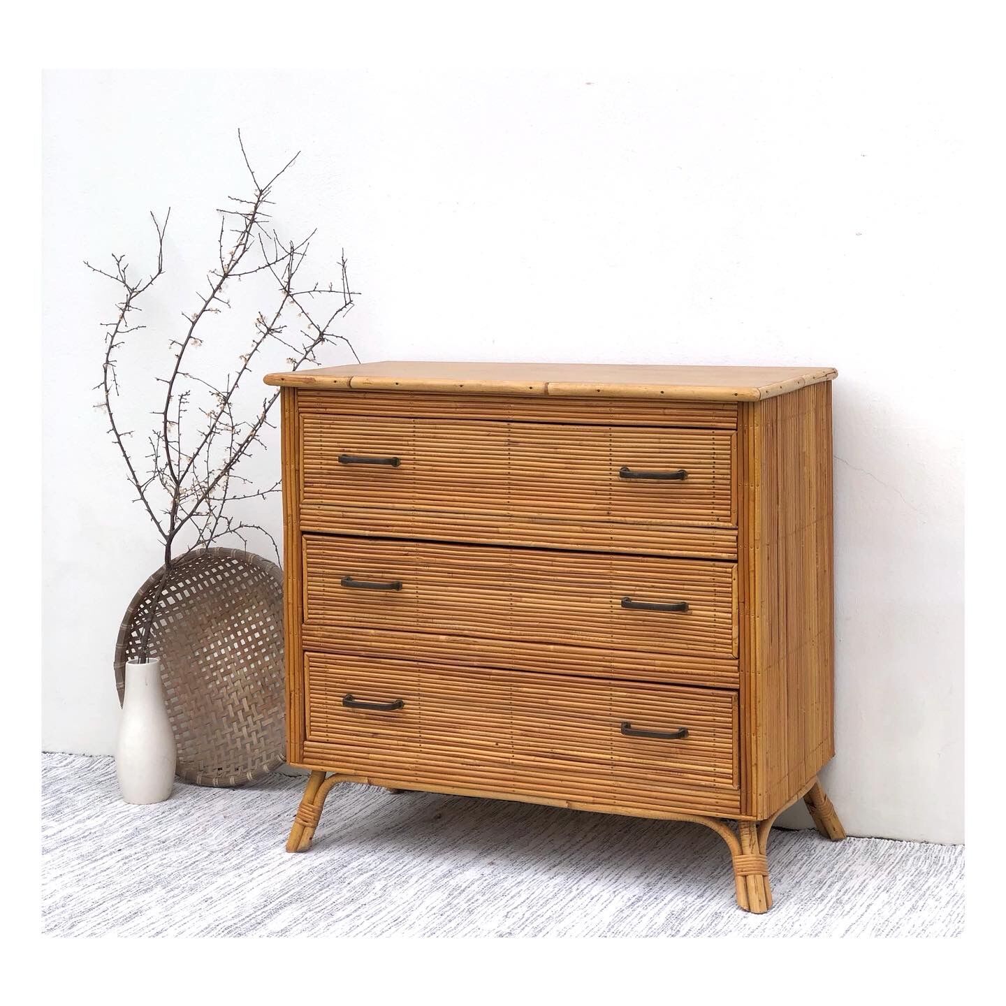 Vintage rattan chest of drawers