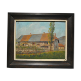 Painting landscape countryside farm Hery Yonne Bourgogne-Franche-Comté
