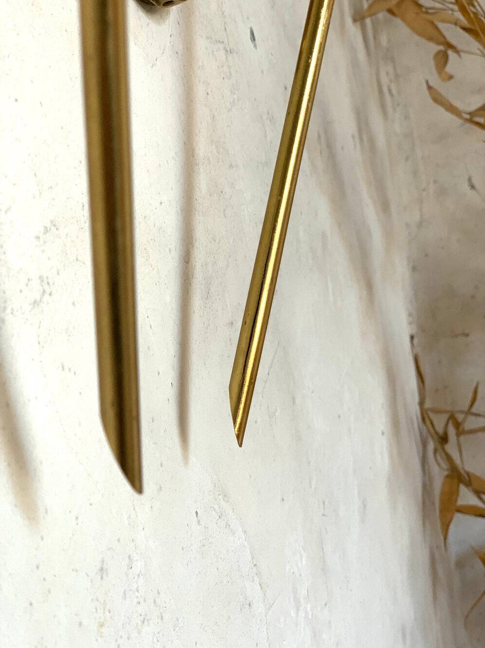 Pair of vintage brass and opaline wall sconces