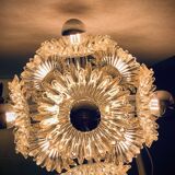 1970s german cosack sputnik dandelion hanging light chrome, glass