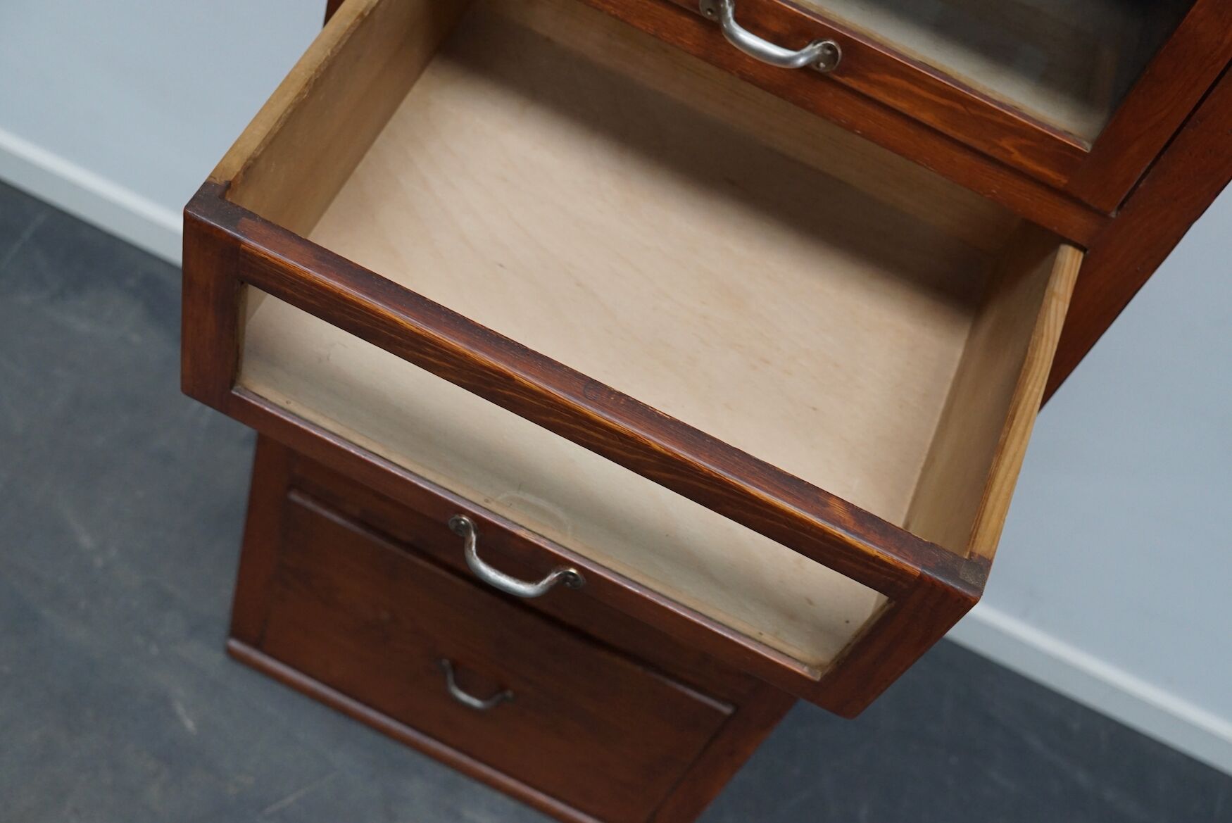 Vintage German pine haberdashery cabinet, 1950s