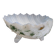 Vide-poche en forme de coquillage en opaline blanche decor feuillage vert