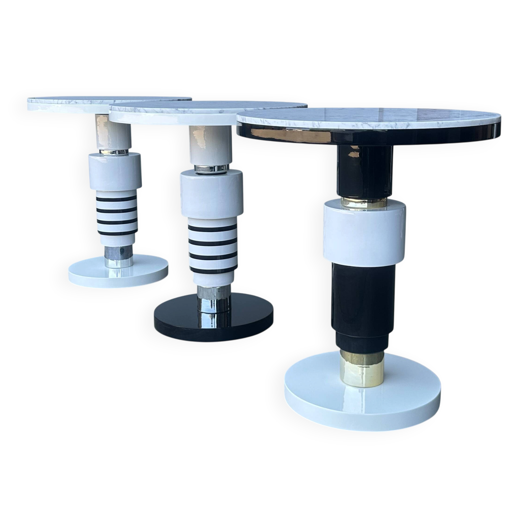 table d'appoint en céramique et marbre de style Memphis par Casalto 2