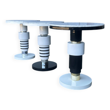 table d'appoint en céramique et marbre de style Memphis par Casalto 2
