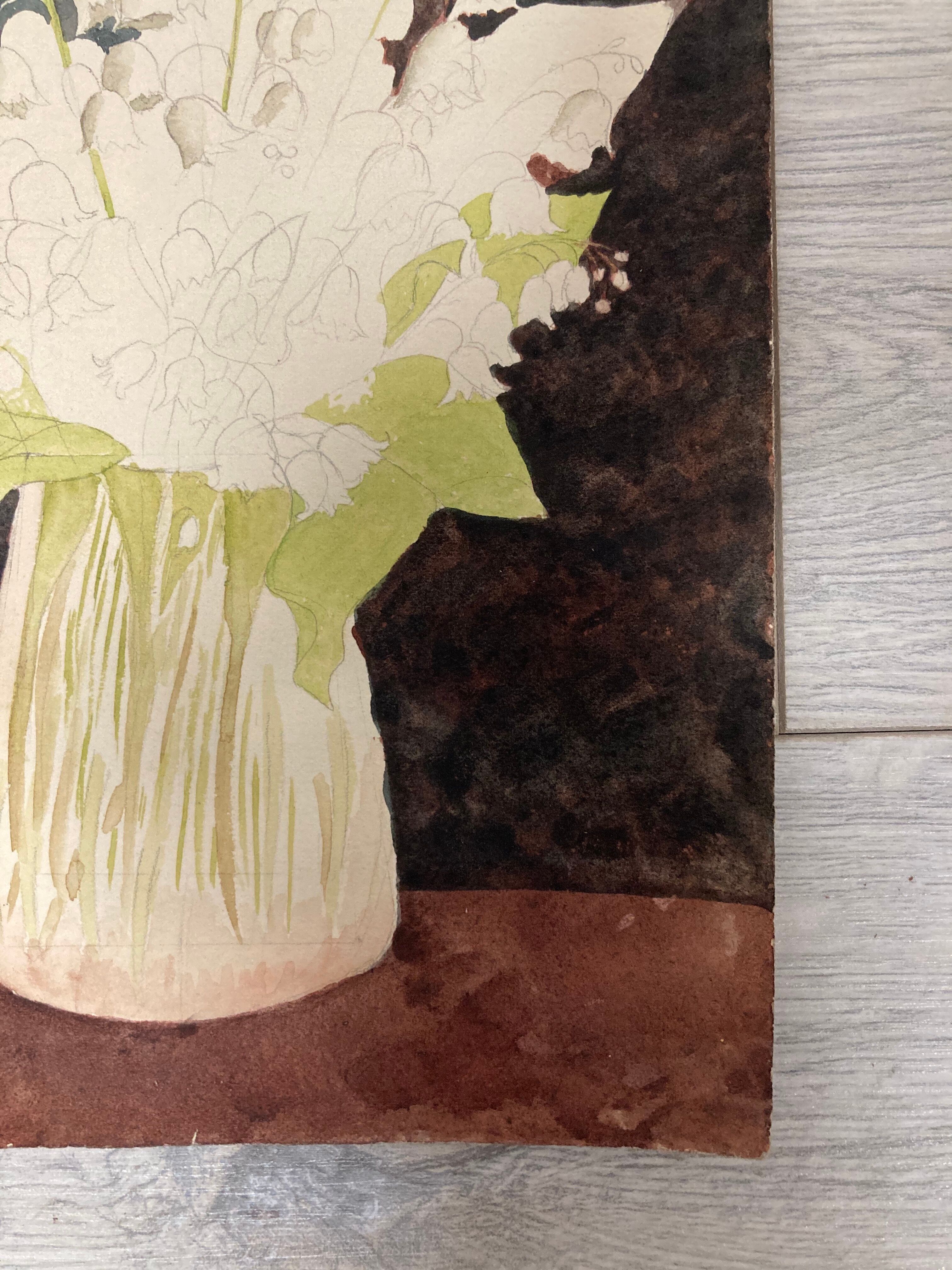 Watercolor with vintage thrush