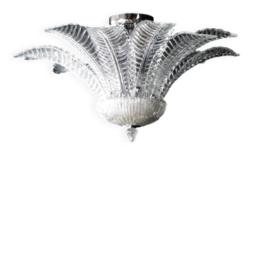 Vintage Palmette Chandelier in Handmade Murano Crystal, Italy, 1985
