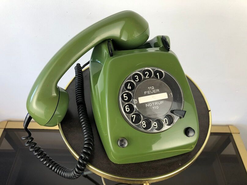 Green phone with vintage dial from the 70s