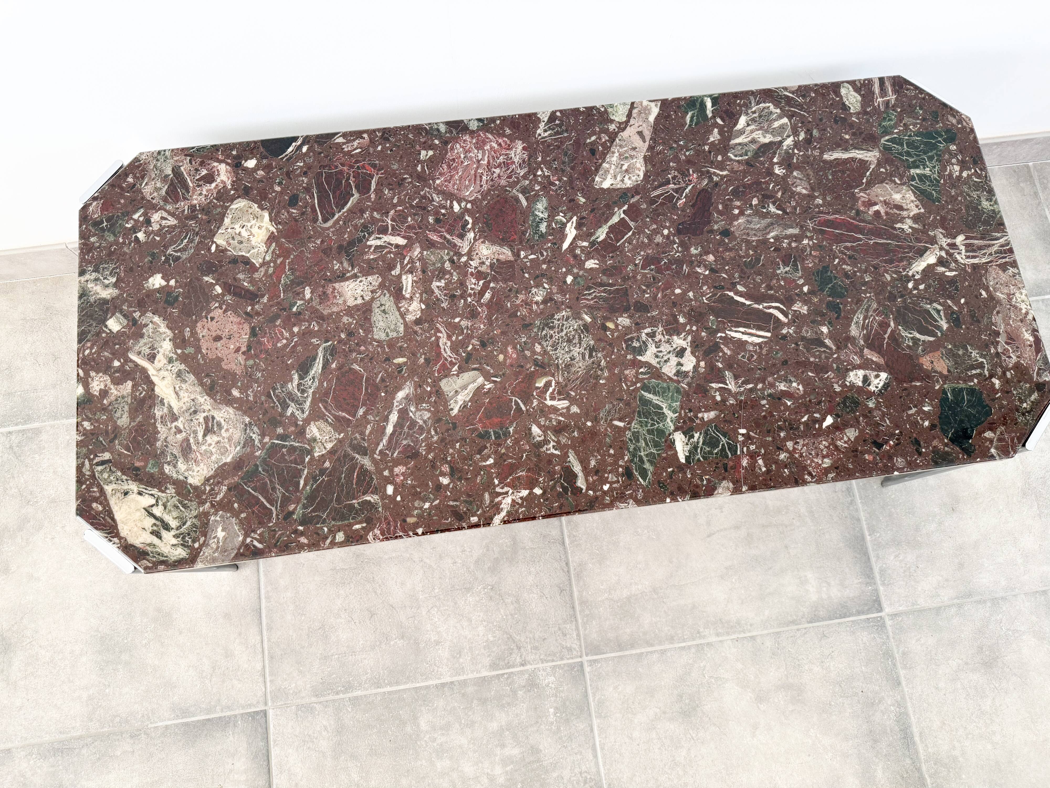 Table basse en marbre Breccia et chrome , circa  1970/80'