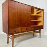 Danish midcentury teak credenza highboard by Ejvind A Johansson