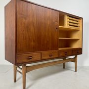 Danish midcentury teak credenza highboard by Ejvind A Johansson