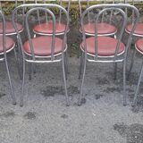 8 vintage chrome bistro chairs