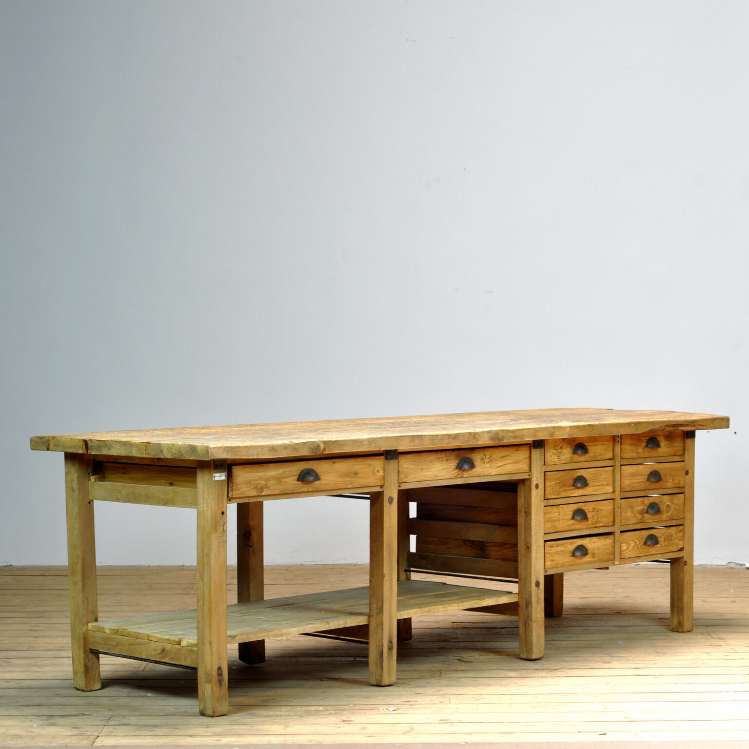 Industrial wooden worktable, 1980's