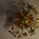Vintage wall lamp or ceiling lamp in golden metal, glass flowers