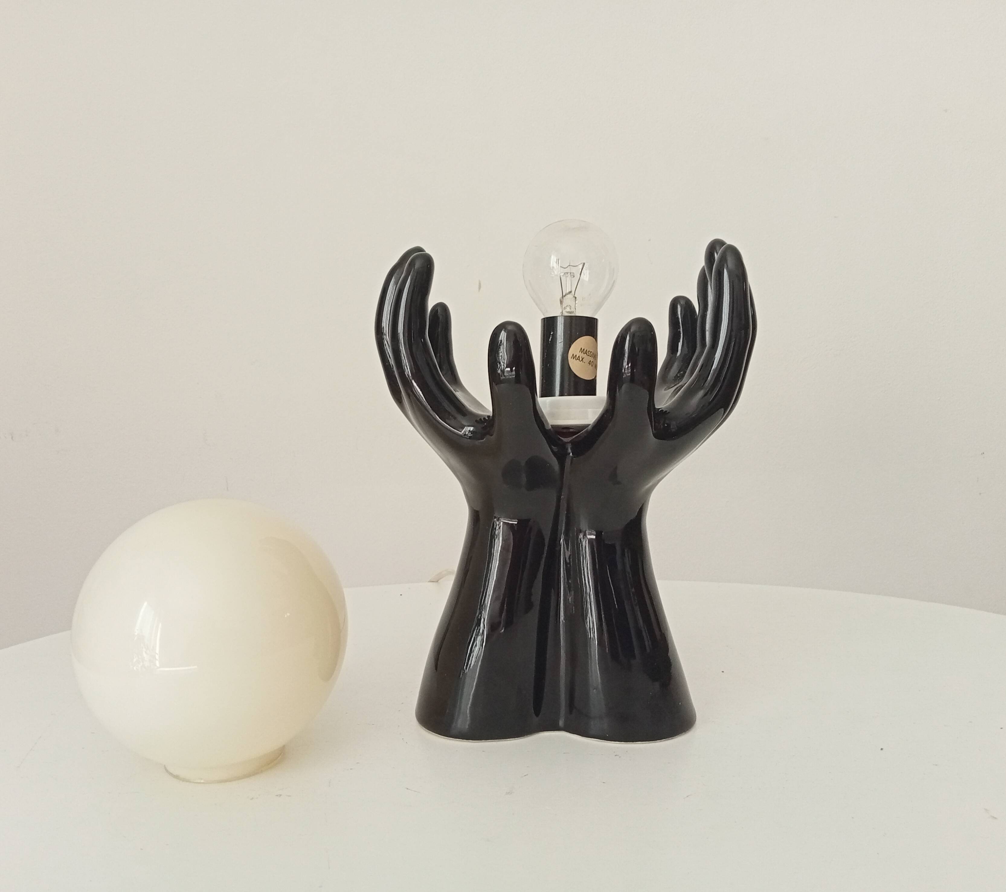 Vintage Italian ceramic and opaline lamp from the 80s