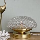 Vintage diamond-point glass globe table lamp