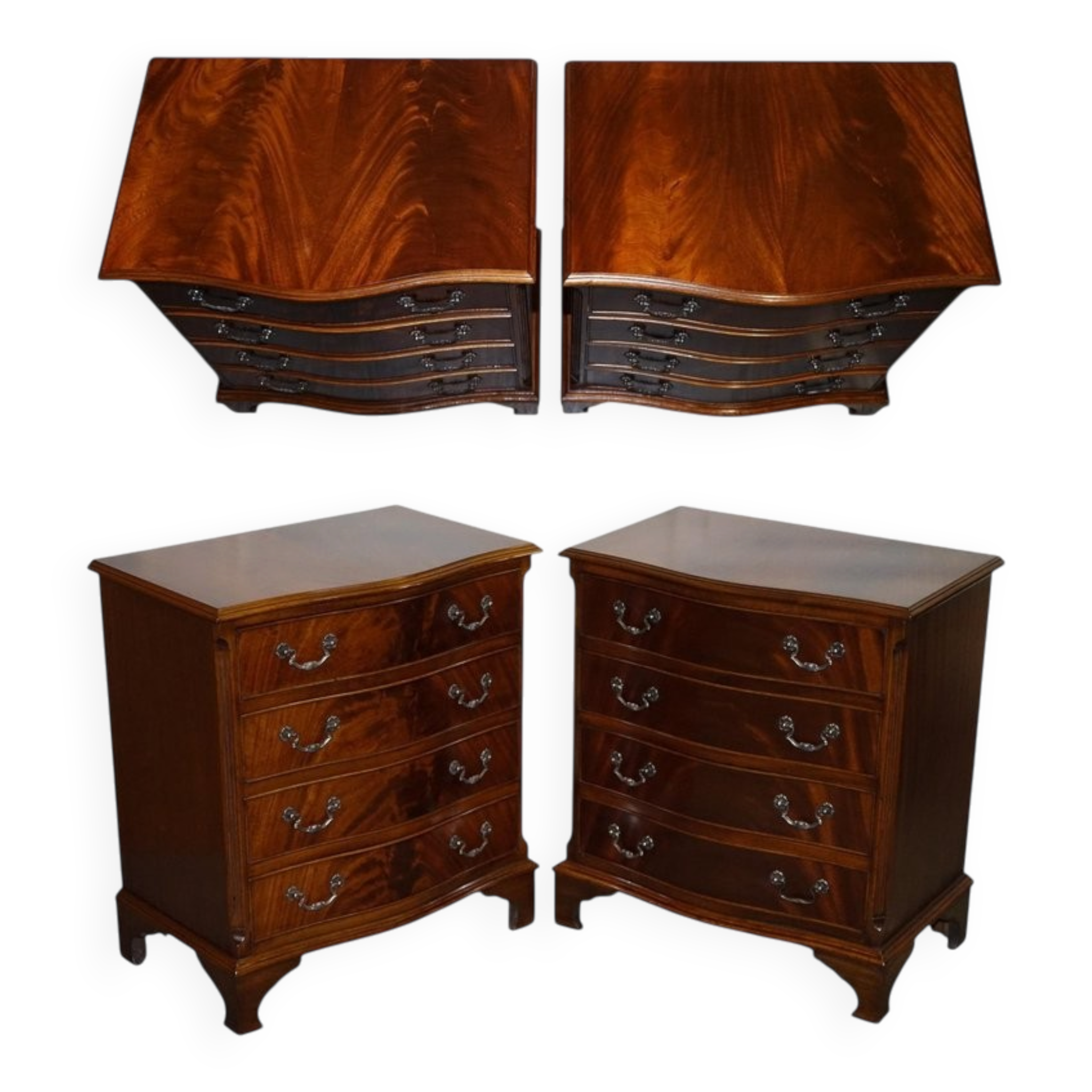 Large Wooden Bedside Tables, Set of 2