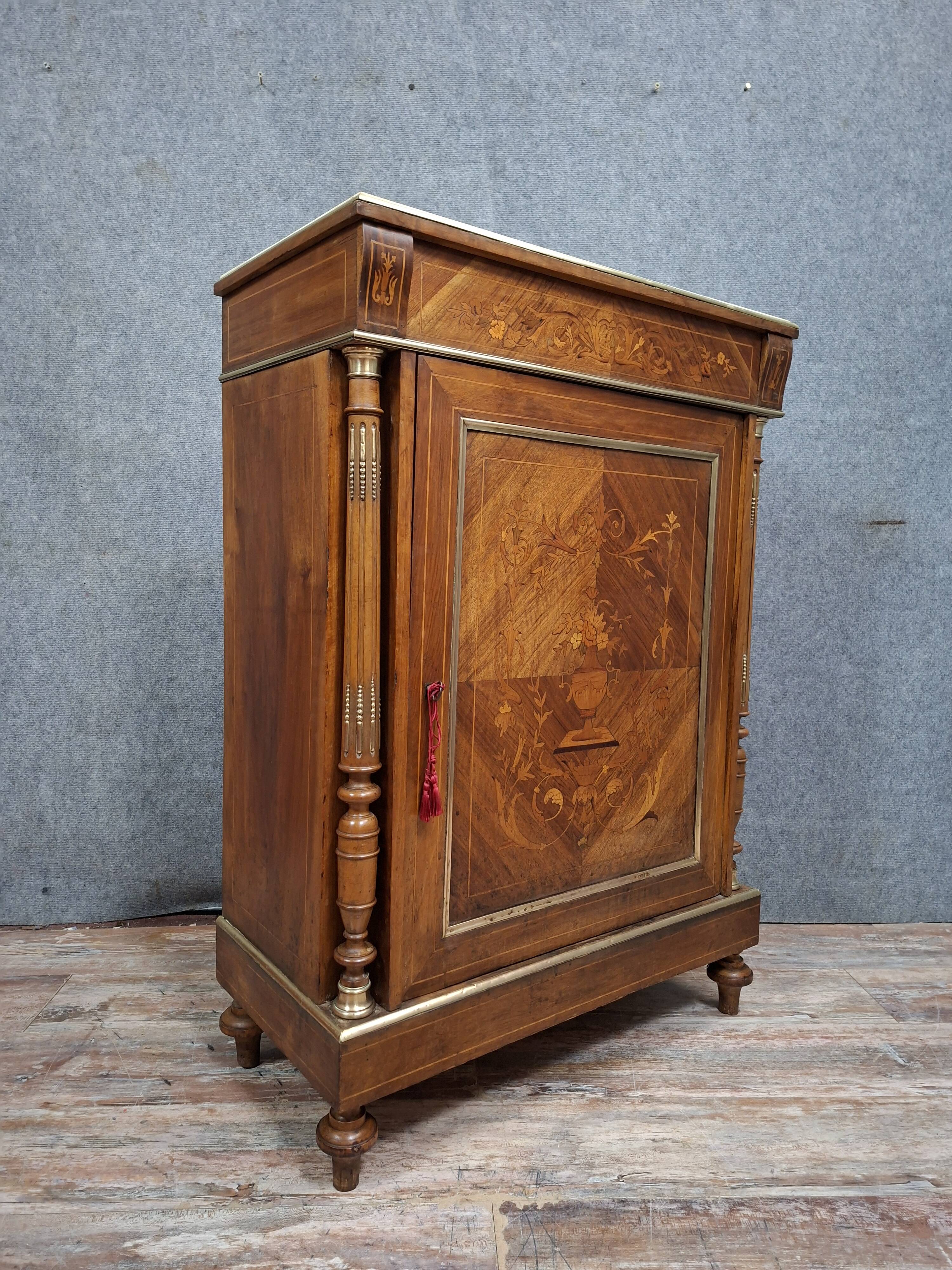 small side table or chest of drawers in marquetry, Napoléon III style