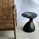 Solid wood (monoxyl) side table, organic shape, black color