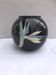 Black Ceramic Round Vase with Flower and Paradise Bird Design, 1970s Vintage