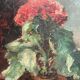 Original Swedish Oil on Panel - "Cineraria i Kruka" by Elna Jacobsson - Signed - Vintage and Framed - 48 × 43.5 cm (18.9" × 17.1")