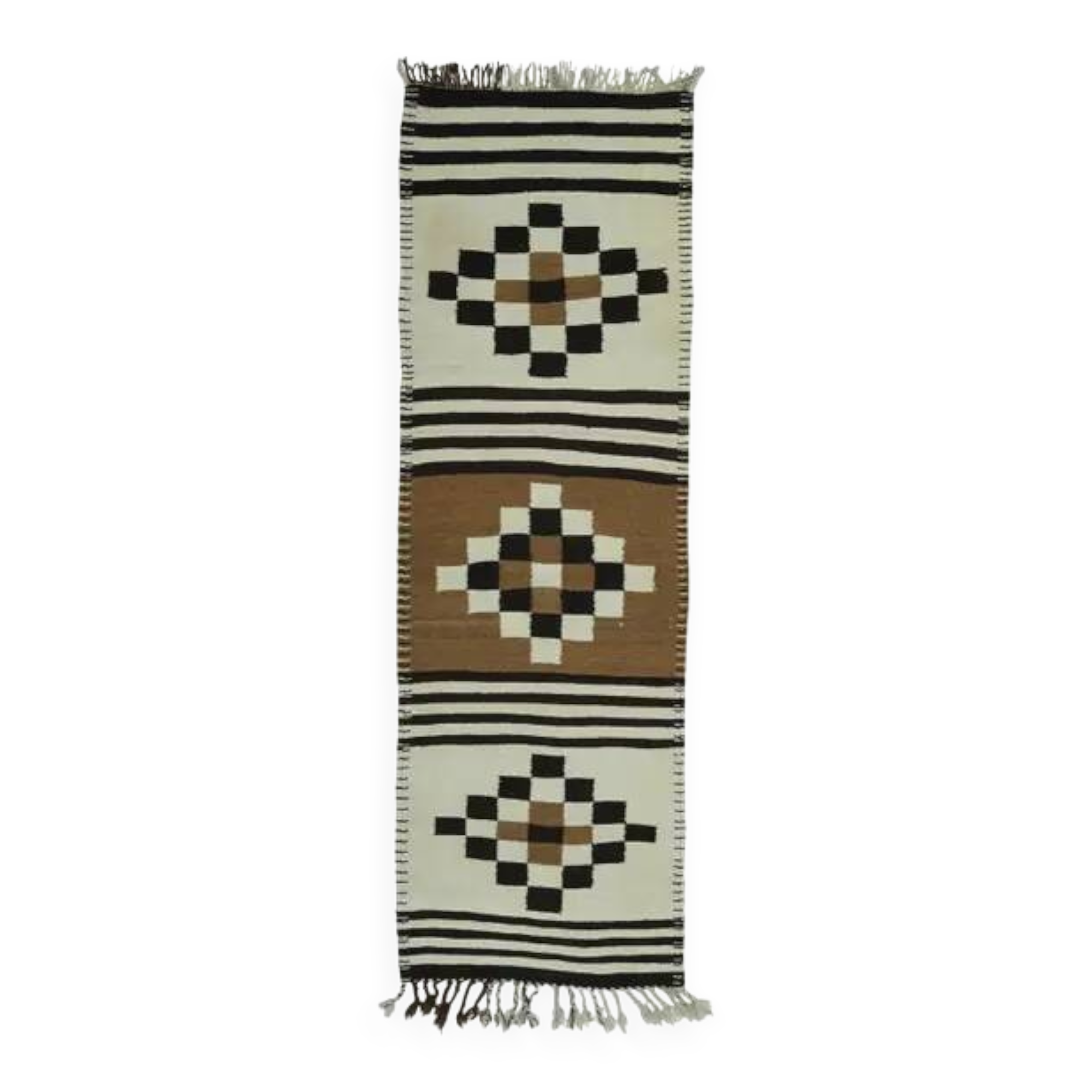 Tapis couloir vintage turc Oushak fait main beige des années 1970 92x292