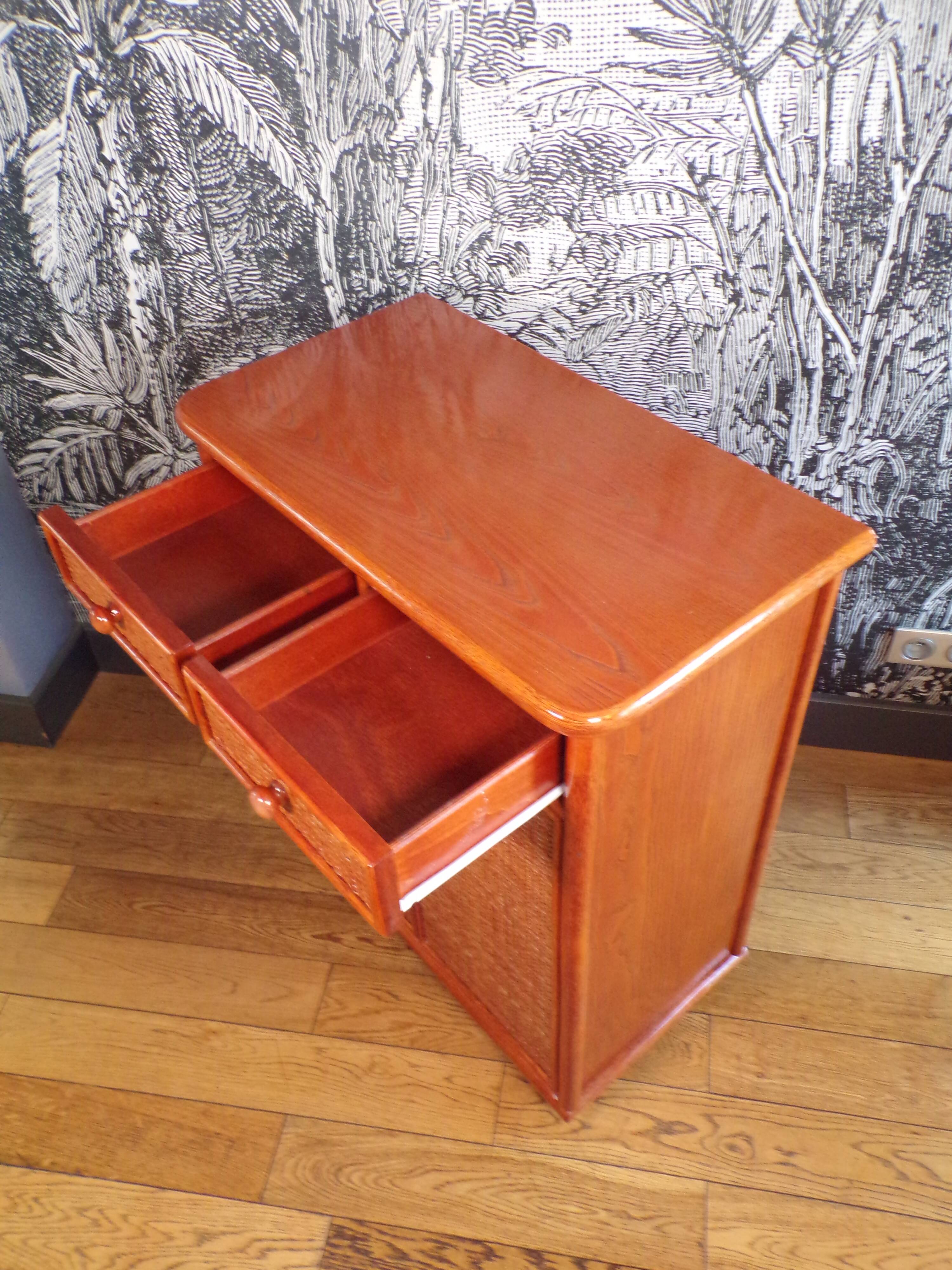 Vintage rattan sideboard 2 doors and 2 drawers