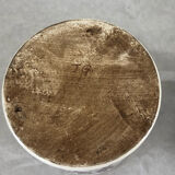 Ceramic salt jar pewter lid stamped J G