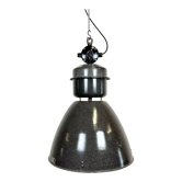 Dark grey enamel industrial factory lamp from elektrosvit, 1960s