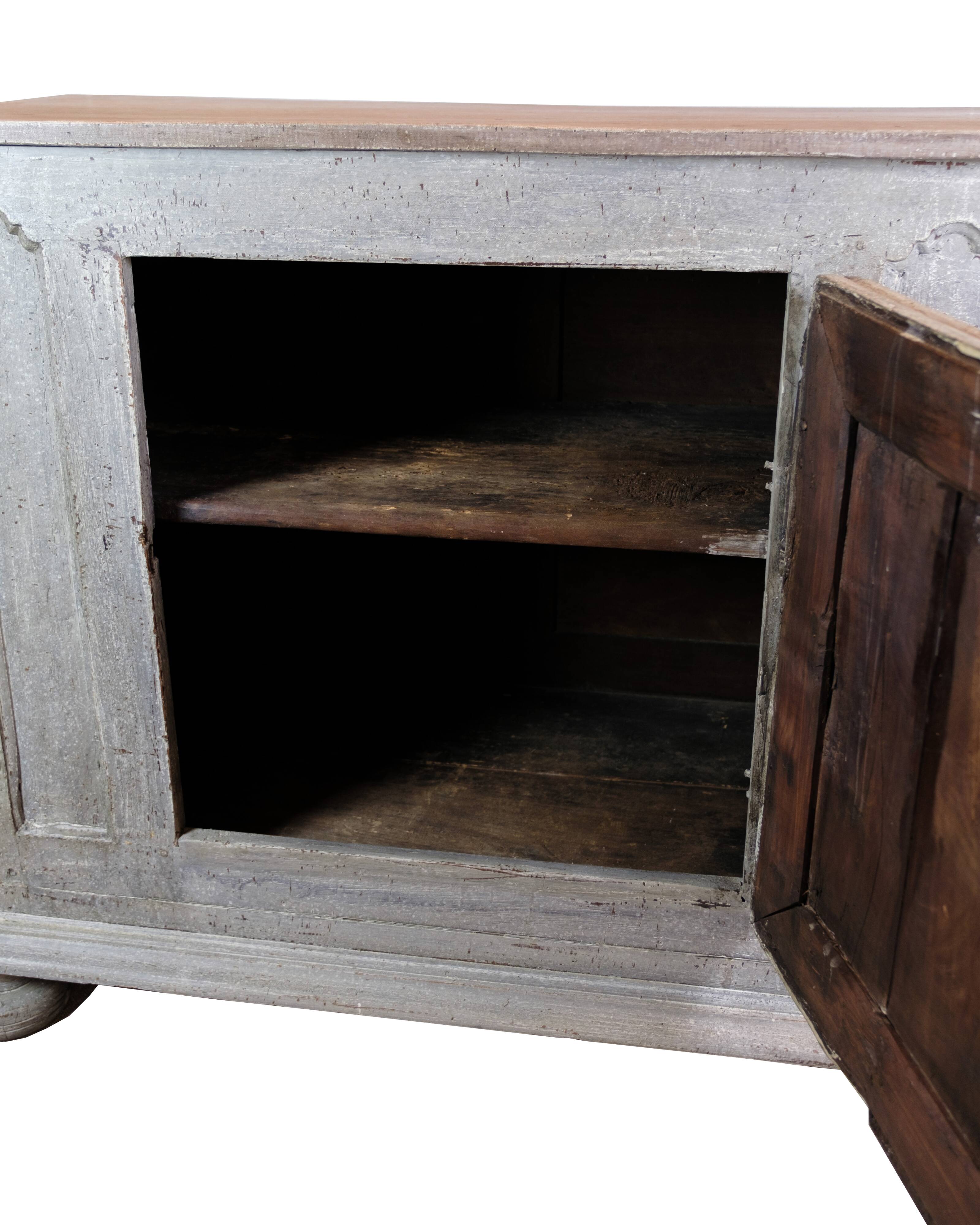 Original Painted Food Cabinet Grey Colour, Spanish Origin From 1720s