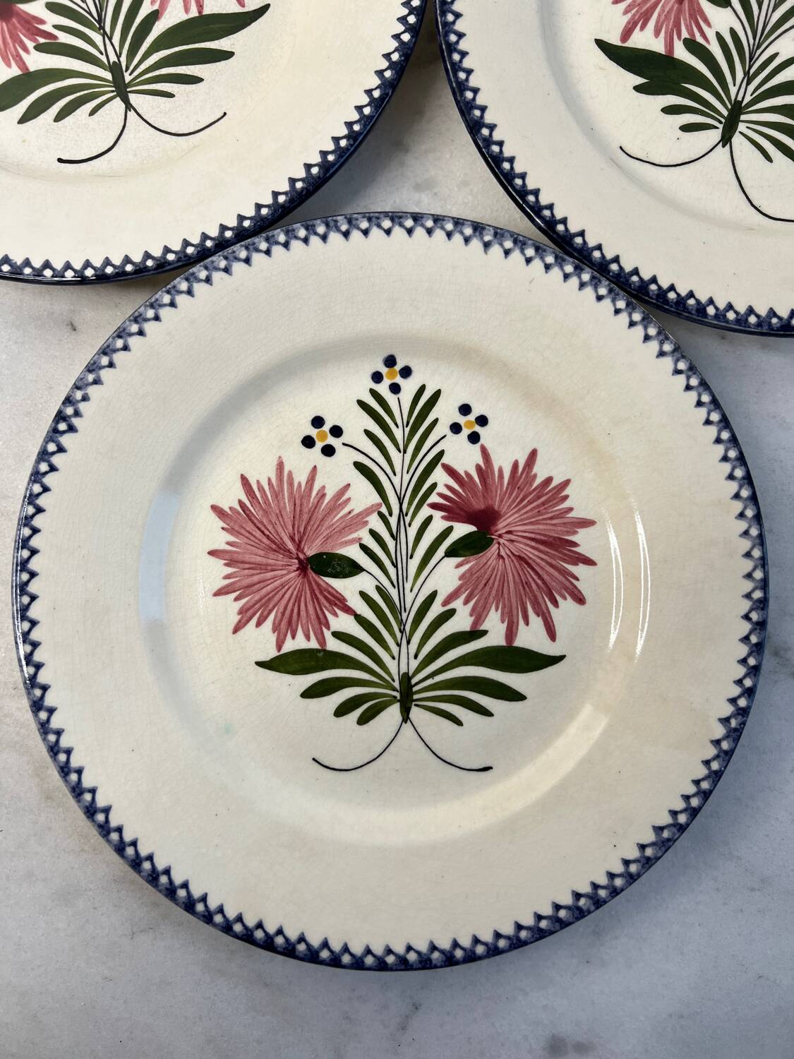 Set of three Charolles dinner plates
