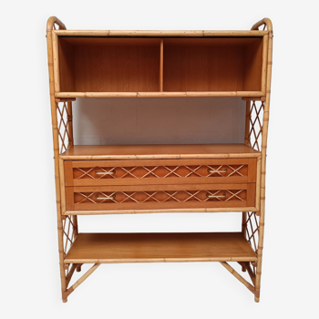 Bookcase shelf vintage in rattan