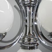 Big Art Deco 6-flamming Chrome and Glass Chandelier, 1930s