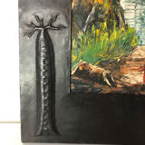 Peinture africaine ancienne et son cadre en metal