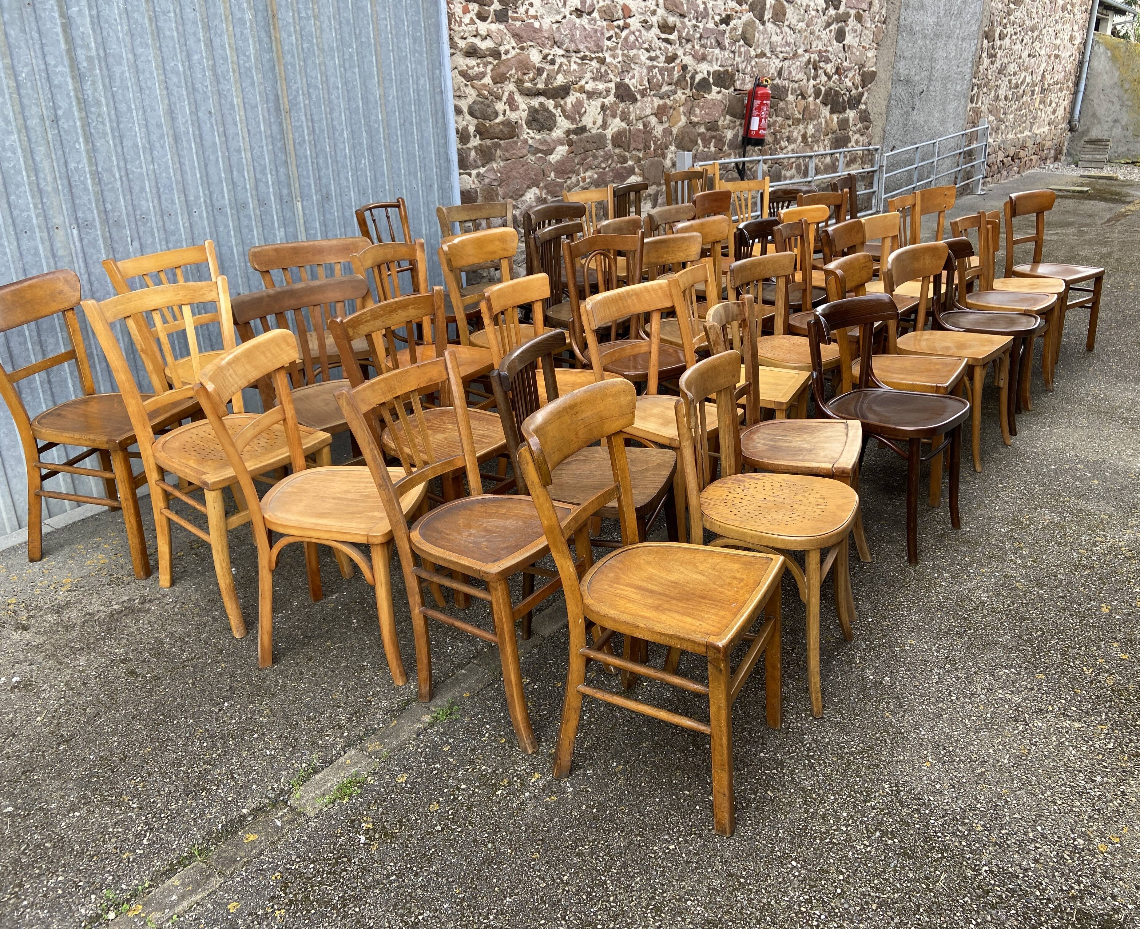 50 mismatched bistro chairs French Restaurant THonet mismatch wood bistro bentwood chairs baumann
