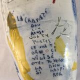 Thierry Basile vase in enamelled sandstone with abstract decoration