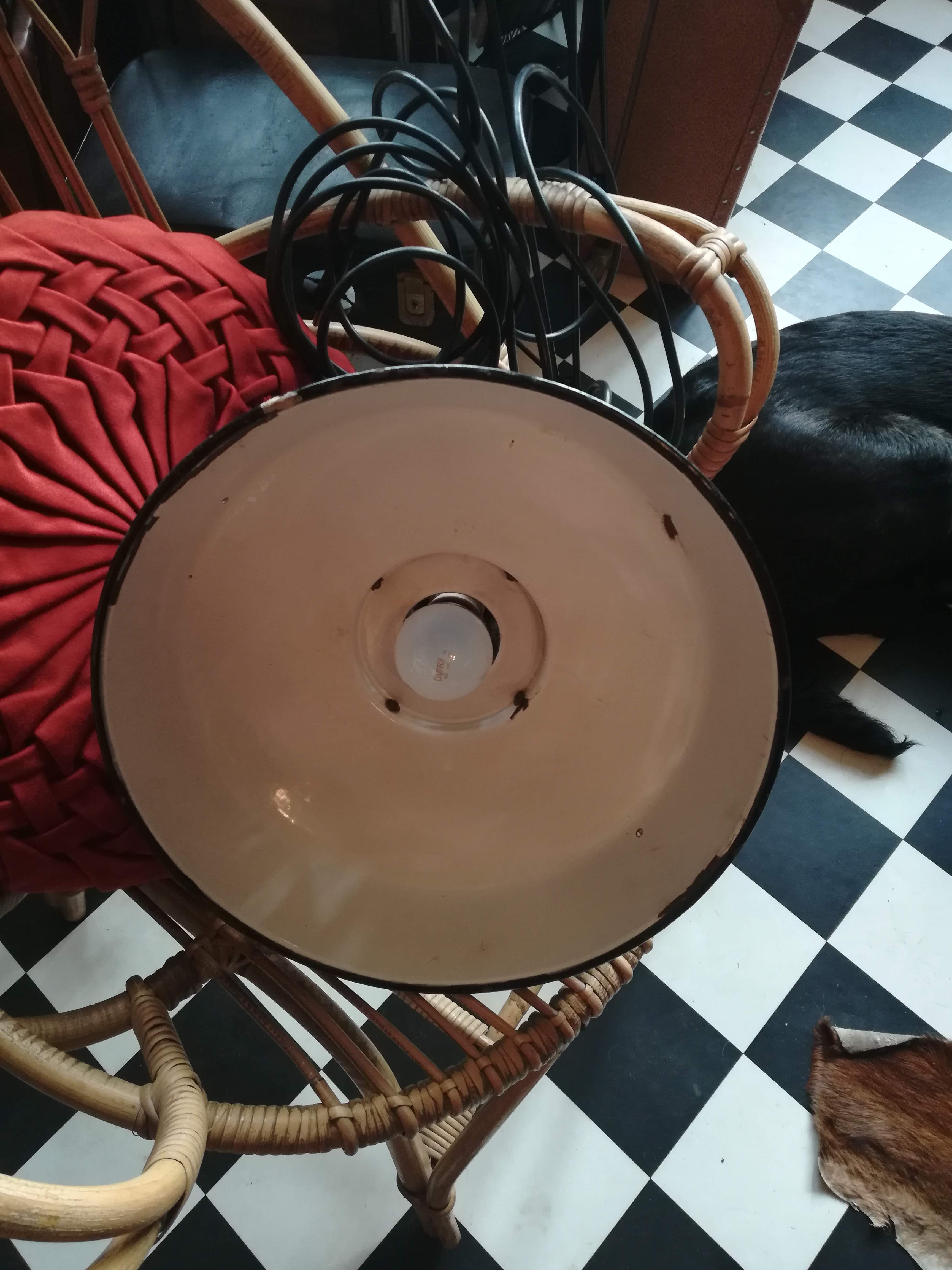 Suspension enamelled sheet metal industrial lamp workshop workshop blue midnight diameter 30 cm