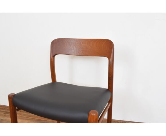 Set Of 4 Mid Century Danish Teak Leather Dining Chairs By N O Moller For J L Moller 1960s Selency