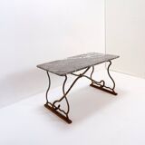 Wrought iron and marble coffee table