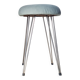 Vintage 1950s stool, metal tapered legs and velvet.