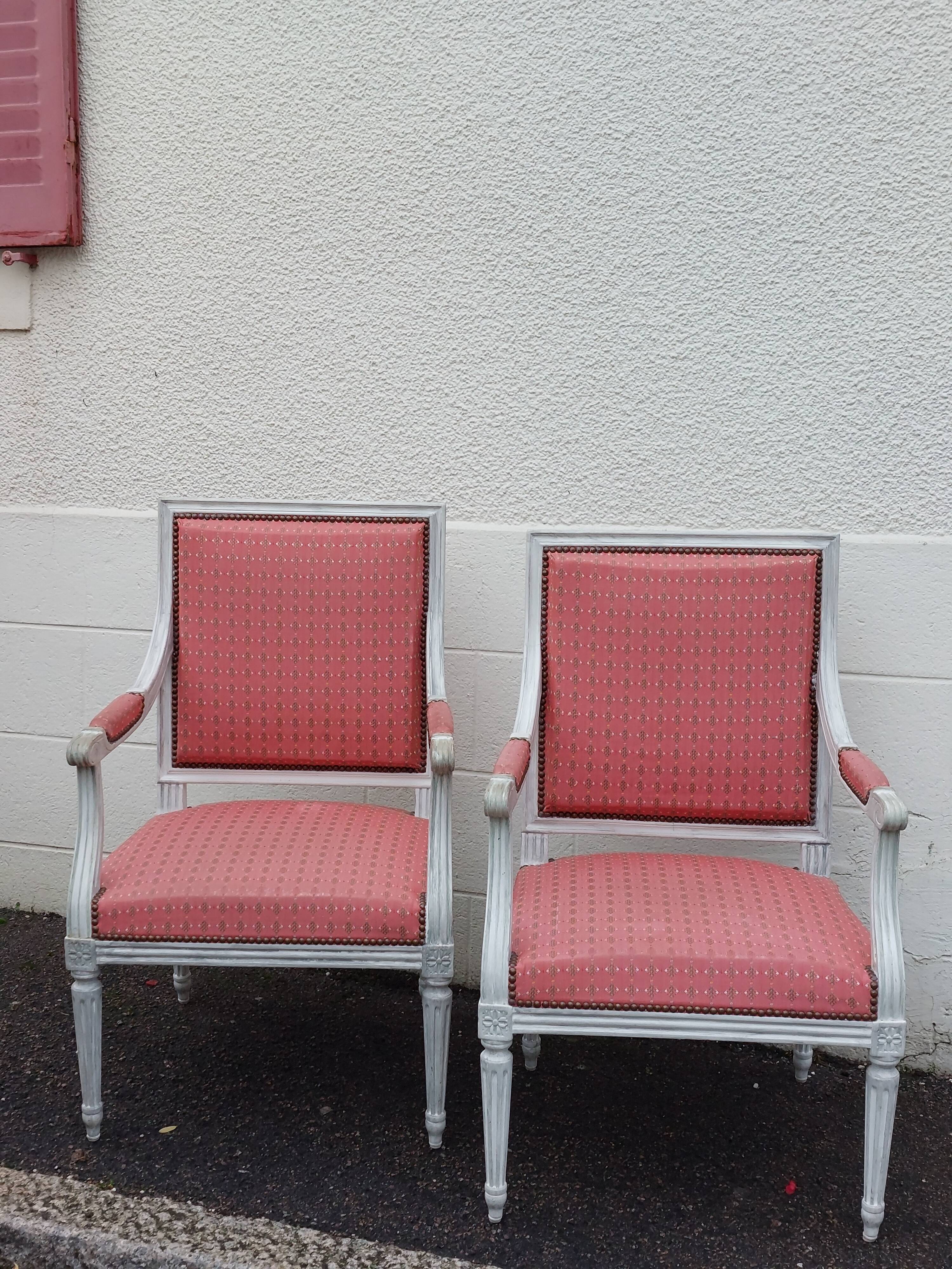 Pair of Louis XVI style armchairs