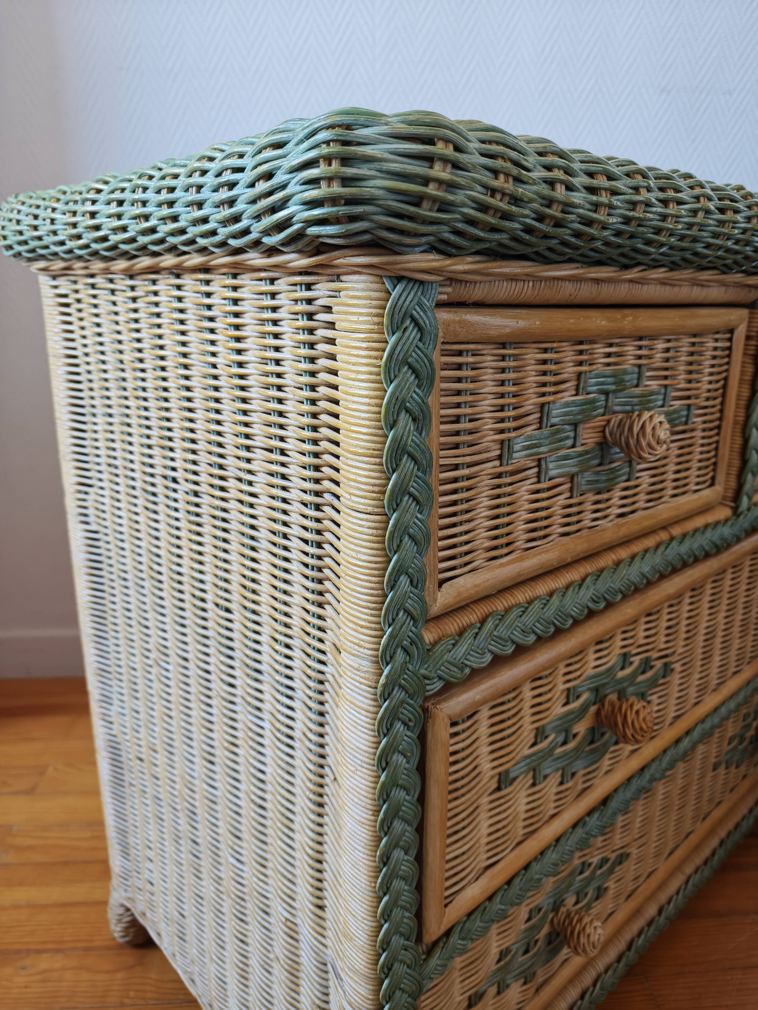 Rattan and wicker commode from the 70s – 80s