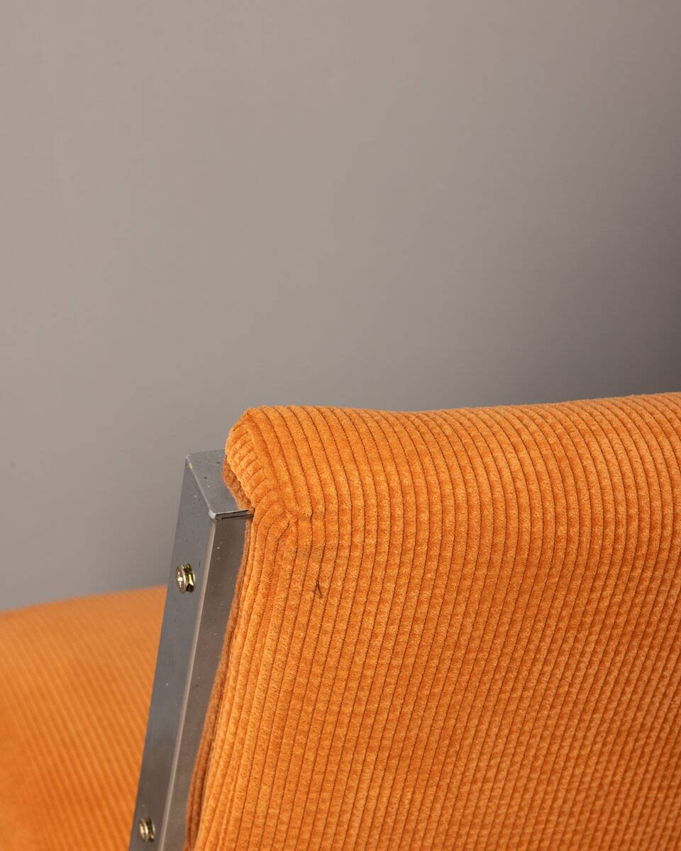 Pair of 80s vintage chairs velvet orange Italian design