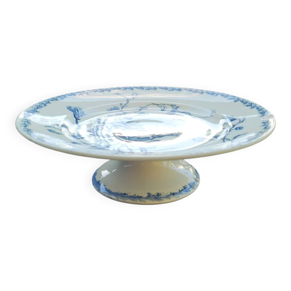 Compotier ancien Lunéville Marguerite – Terre de Fer – Décor bleu et b