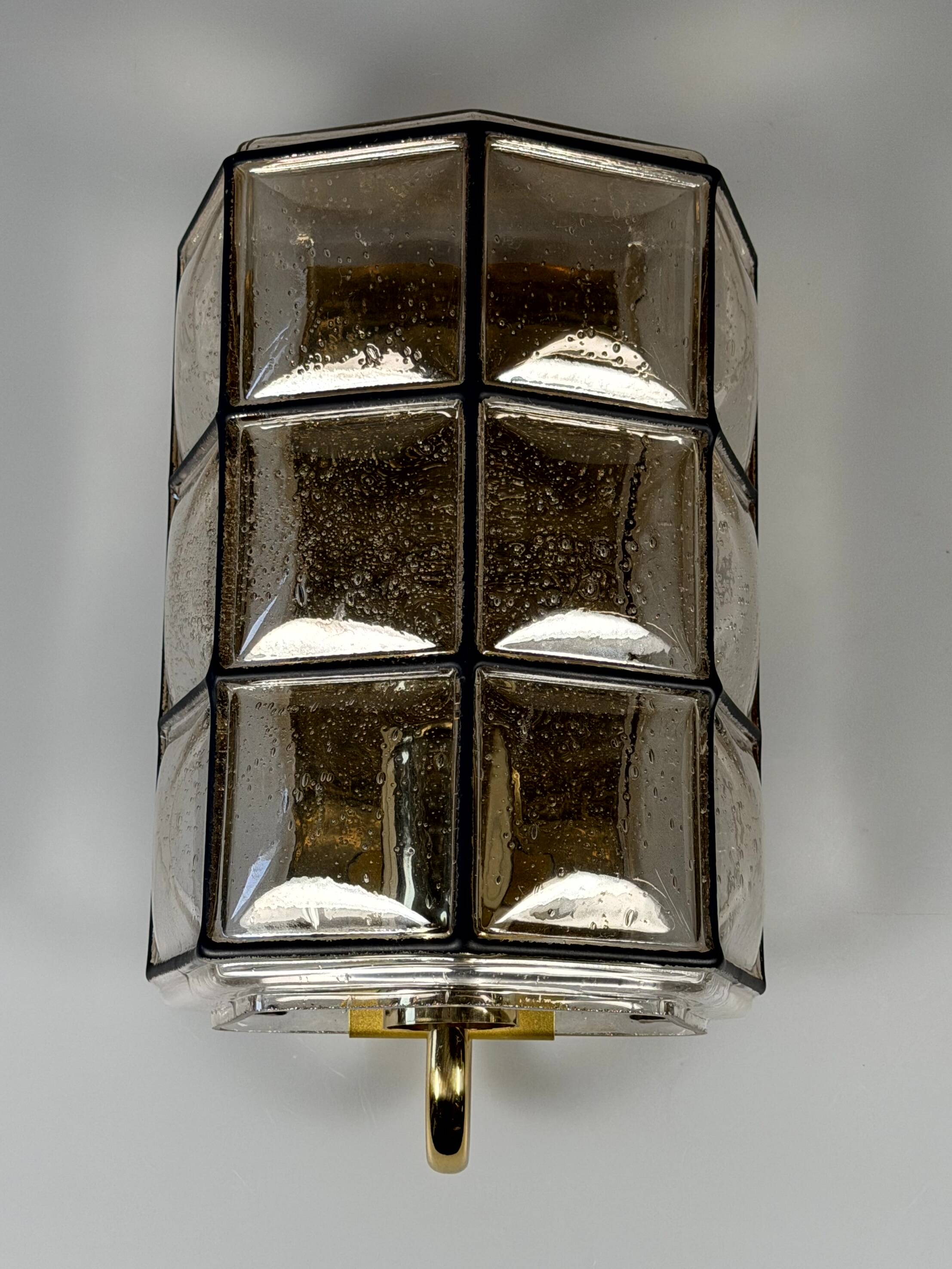 60s 70s Wall Lamp Wall Sconce Glashütte Limburg Germany Glass & Metal