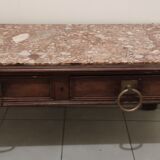 Console marbre 2 tiroir poignets laiton