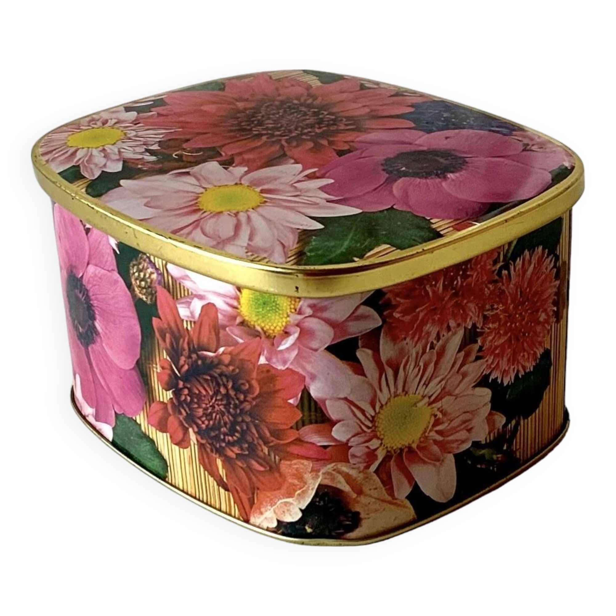 Boîte métallique vintage Côte d'Or - décor floral