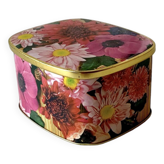 Boîte métallique vintage Côte d'Or - décor floral